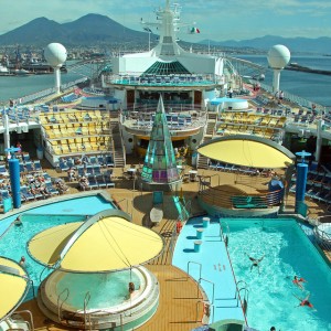 The Med cruise 2010- Voyager OTS in Naples with Mount Vesuvis in background