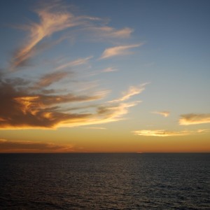 Carnival Spirit sunset over the Pacific