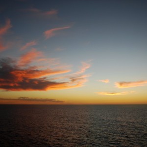 Carnival Spirit sunset over the Pacific