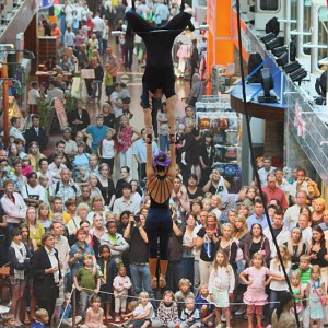 Trapeze artists onboard Silja Serenade