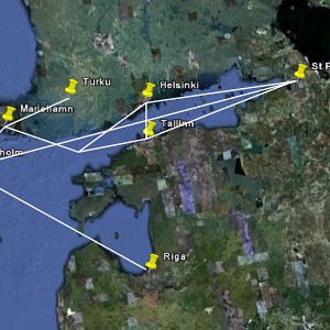 Ferry routes in the Baltic Sea