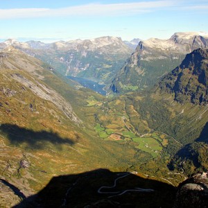 Geiranger, Norway seen from Mount Dalsnibba