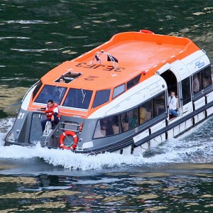 Tender boat in Geiranger, Norway