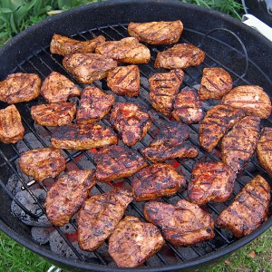 Fillet of pork on the grill