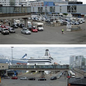 Cars waiting to board the Baltic ferries