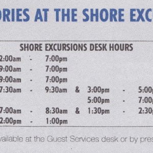 Shore Excursion Desk hours