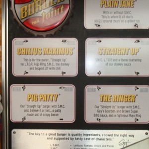 Guy's Burger Joint - menu