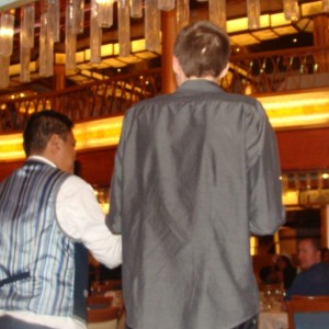 Ryan dances with the waiters