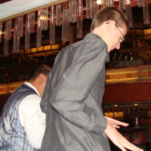 Ryan dances with the waiters