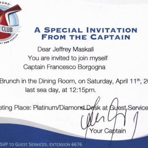 Diamond invitation from the Captain