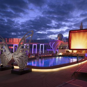 Celebrity Edge's Pool Deck At Night