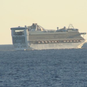 Caribbean Princess sails alongside us