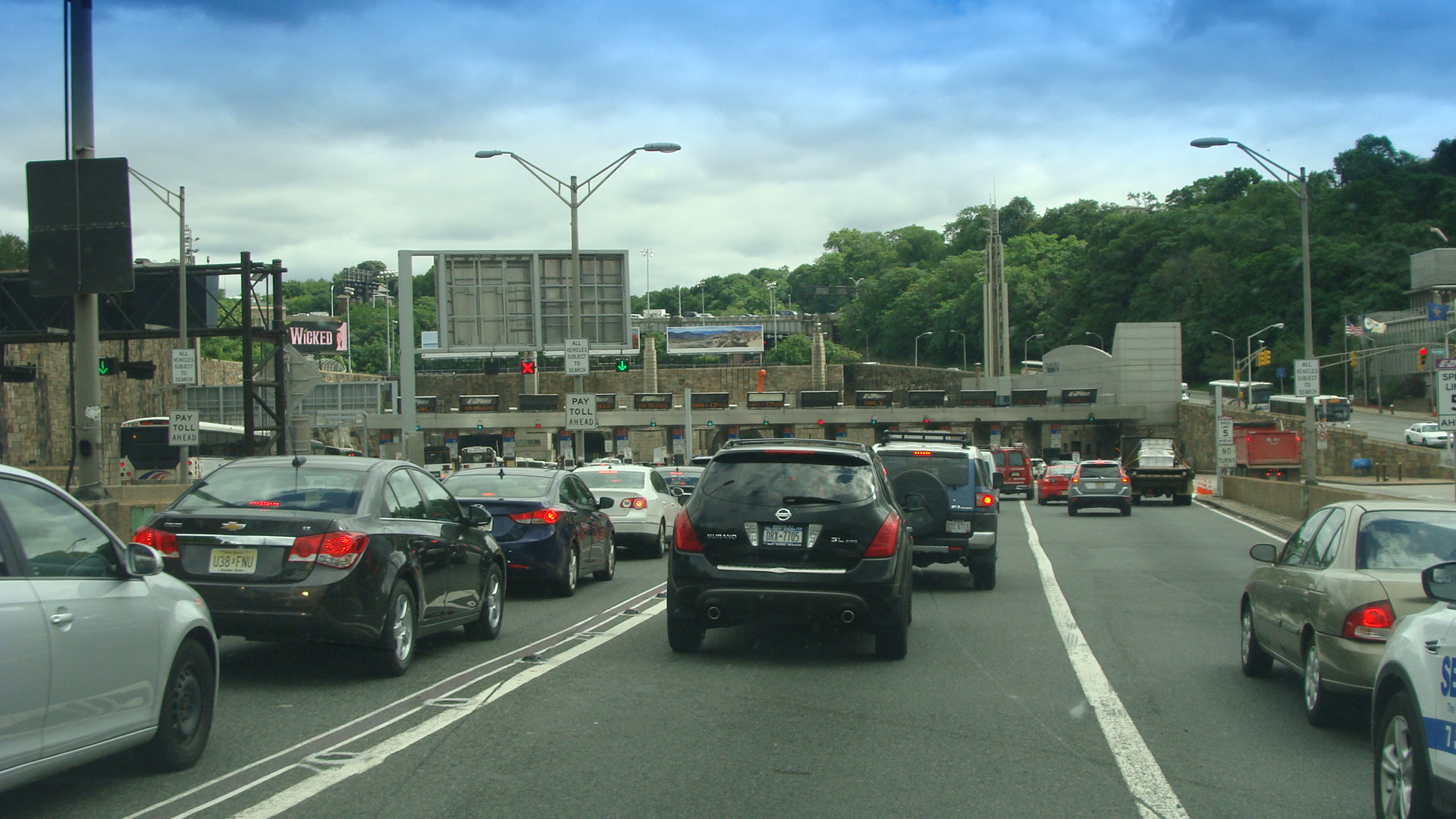 Approaching the toll booths for the Lincoln tunnel