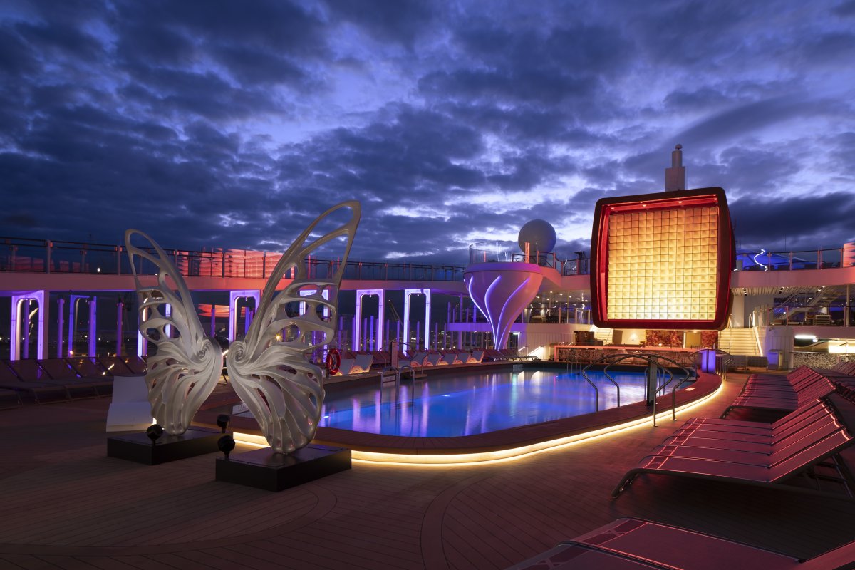 Celebrity Edge's Pool Deck At Night