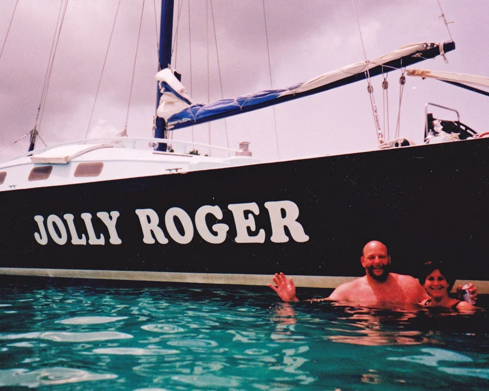 Jolly Roger at anchor