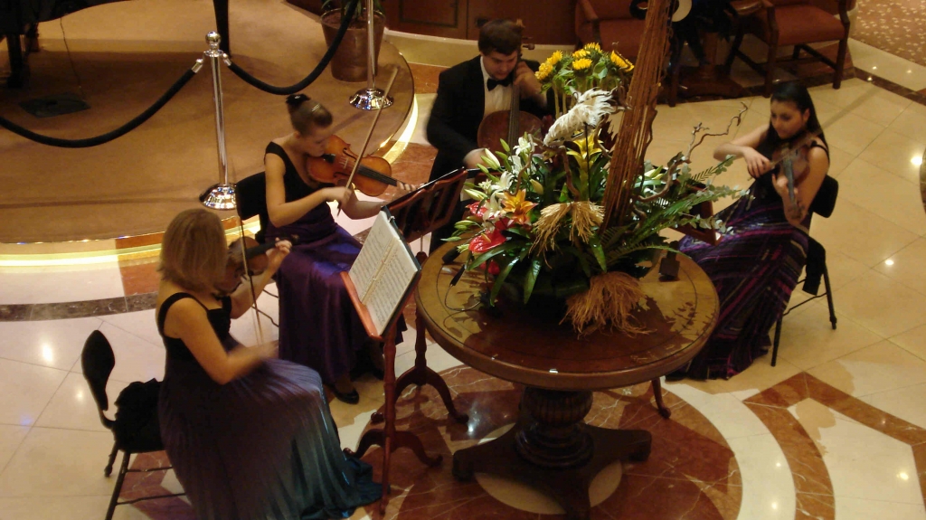 string quartet in the Grand Lobby