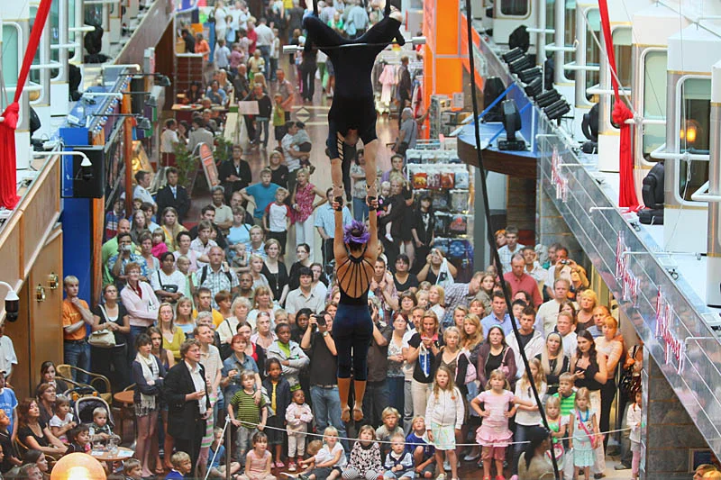 Trapeze artists onboard Silja Serenade