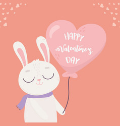 Happy valentines day cute bunny with balloon